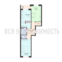 2-комнатная квартира, 67.03кв.м - изображение 1