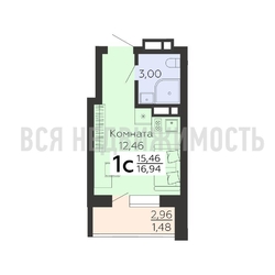 квартира-студия, 16,94кв.м. квартира-студия, 16,94кв.м. - изображение 1