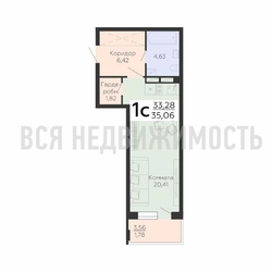 квартира-студия, 35,06кв.м. квартира-студия, 35,06кв.м. - изображение 1