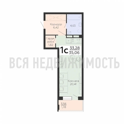 квартира-студия, 35,06кв.м. квартира-студия, 35,06кв.м. - изображение 1
