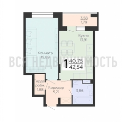 1-комнатная квартира, 42.54кв.м - изображение 1