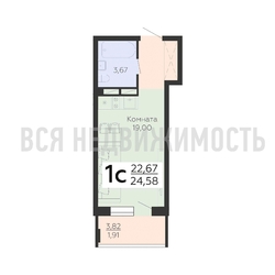 квартира-студия, 24,58кв.м. квартира-студия, 24,58кв.м. - изображение 1