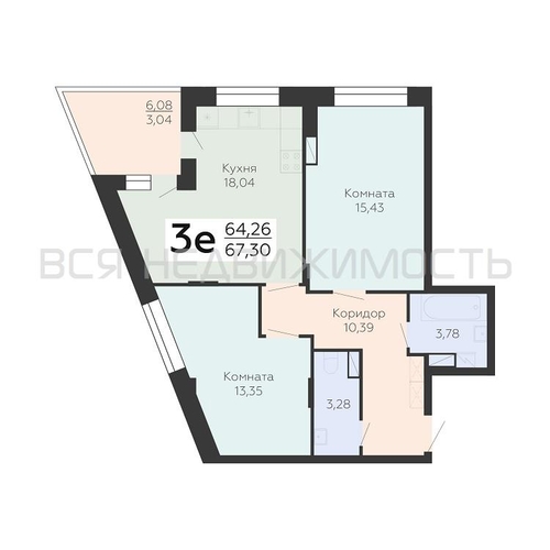 2-комнатная квартира, 67.3кв.м - изображение 0
