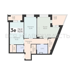 2-комнатная квартира, 78.95кв.м - изображение 1