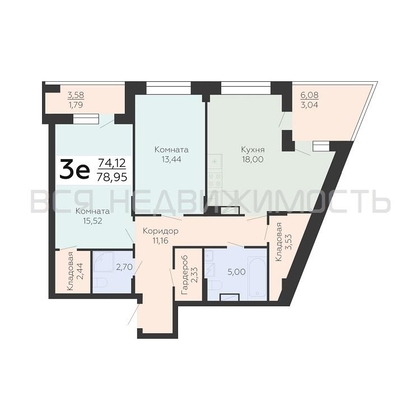 2-комнатная квартира, 78.95кв.м - изображение