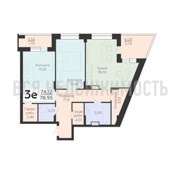 2-комнатная квартира, 78.95кв.м - изображение 1