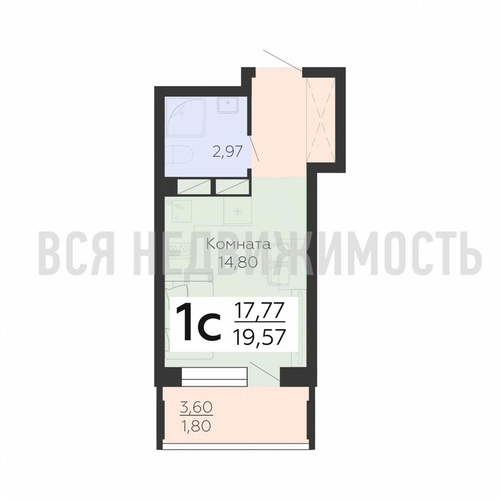 квартира-студия, 19,57кв.м. - изображение 0