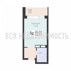 квартира-студия, 22,57кв.м. квартира-студия, 22,57кв.м. - изображение 1