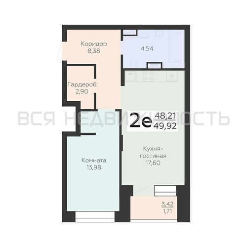 1-комнатная квартира, 49.92кв.м - изображение 0