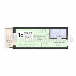 квартира-студия, 21,74кв.м. - изображение 1