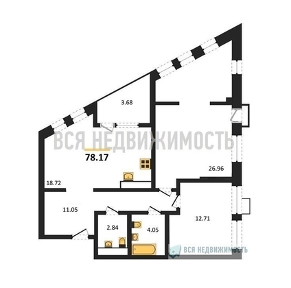 2-комнатная квартира, 78.17кв.м - изображение