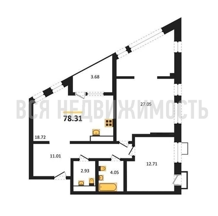 2-комнатная квартира, 78.31кв.м - изображение