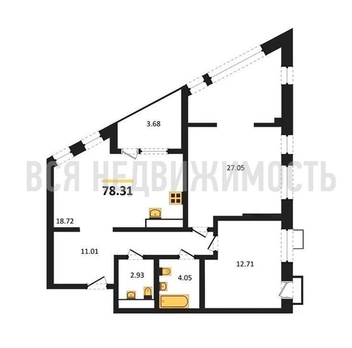 2-комнатная квартира, 78.31кв.м - изображение 0