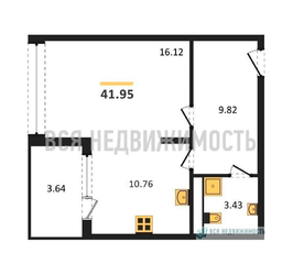 1-комнатная квартира, 41.95кв.м - изображение 1