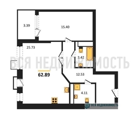 1-комнатная квартира, 62.89кв.м - изображение 1