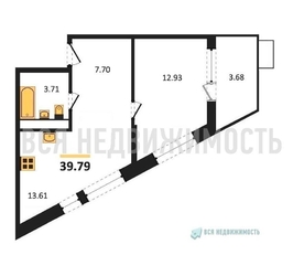 1-комнатная квартира, 39.79кв.м 1-комнатная квартира, 39.79кв.м - изображение 1