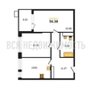2-комнатная квартира, 56.38кв.м - изображение 1