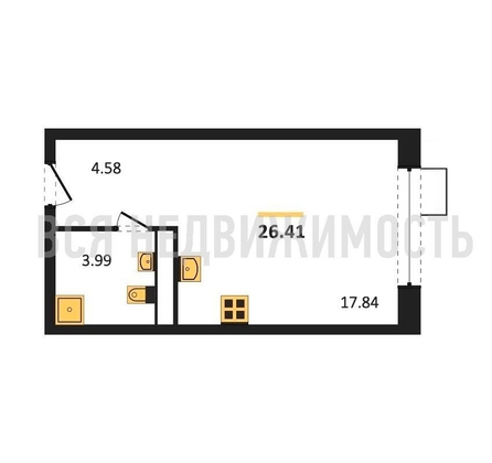 квартира-студия, 26,41кв.м. - изображение