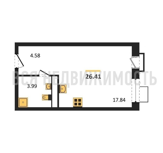 квартира-студия, 26,41кв.м. - изображение 0
