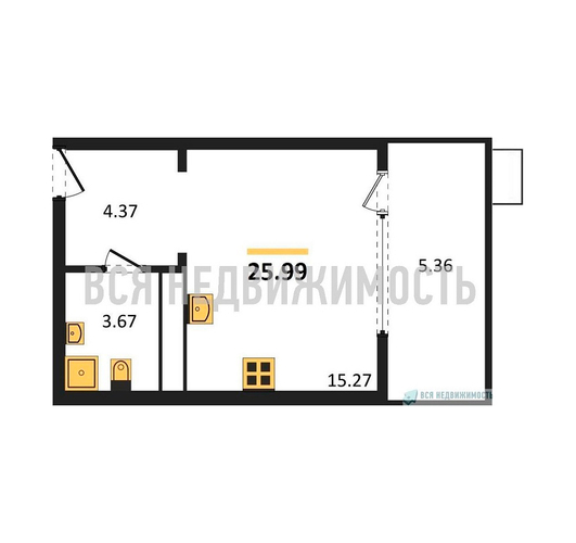 квартира-студия, 25,99кв.м. - изображение 0