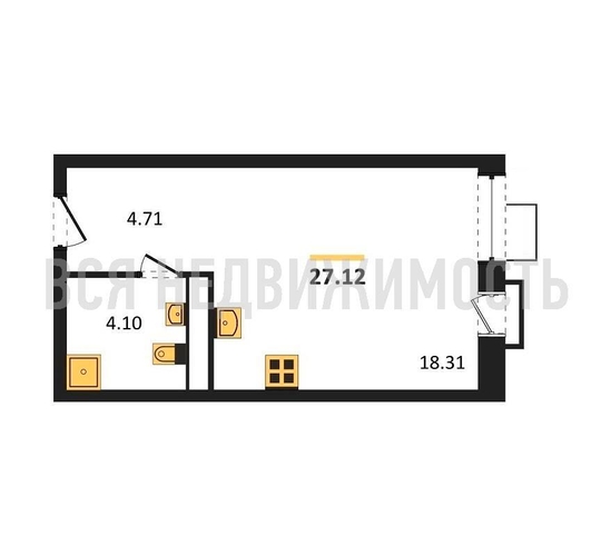 квартира-студия, 27,12кв.м. - изображение 0