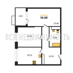 2-комнатная квартира, 56.68кв.м - изображение 1