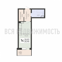 квартира-студия, 28,48кв.м. квартира-студия, 28,48кв.м. - изображение 1