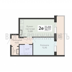 1-комнатная квартира, 39.77кв.м - изображение 1