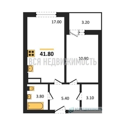 1-комнатная квартира, 41.8кв.м - изображение 1