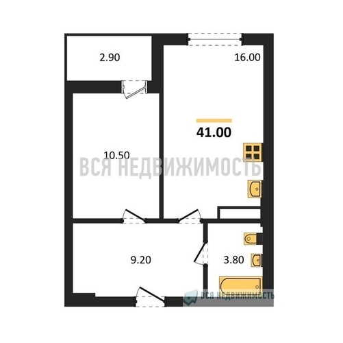 1-комнатная квартира, 41кв.м - изображение 0