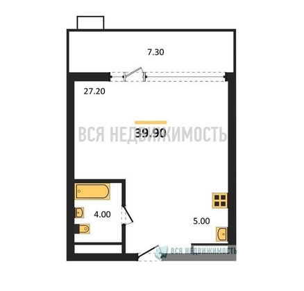 квартира-студия, 39,9кв.м. - изображение