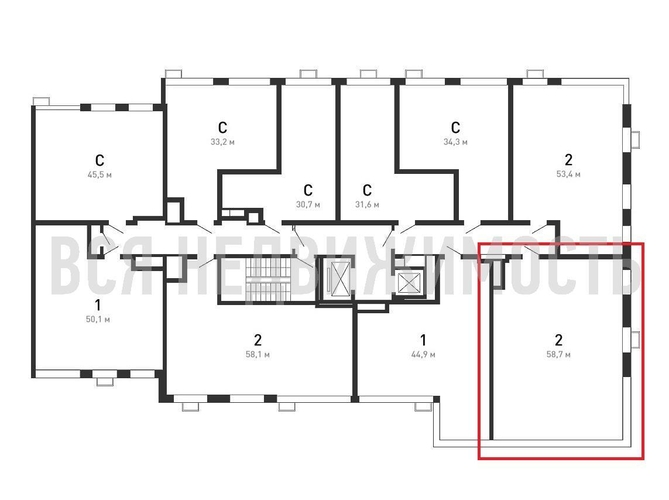 2-комнатная квартира, 58.7кв.м - изображение 1