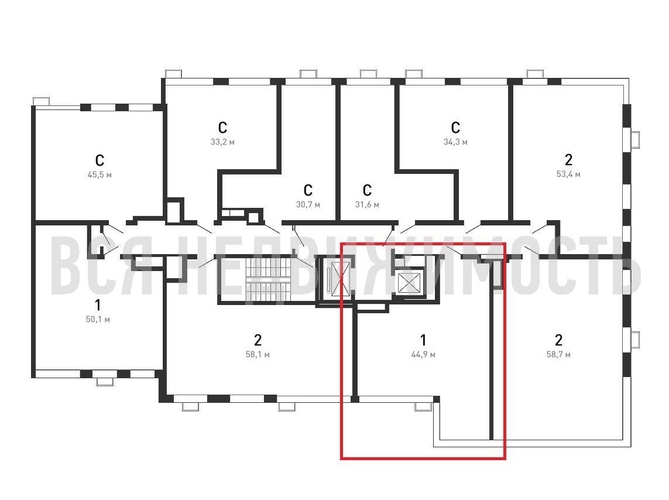 1-комнатная квартира, 44.9кв.м - изображение 1