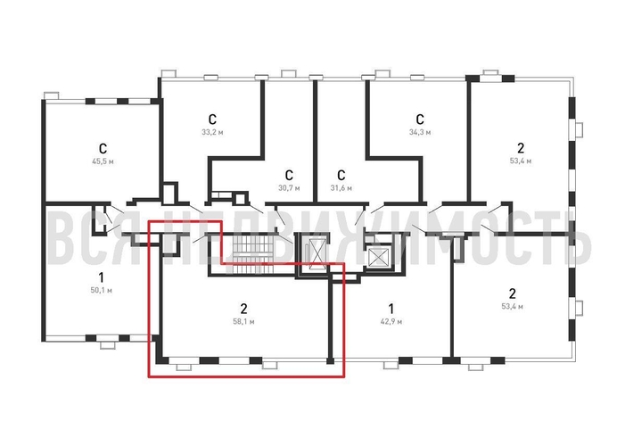 2-комнатная квартира, 58.1кв.м - изображение 1