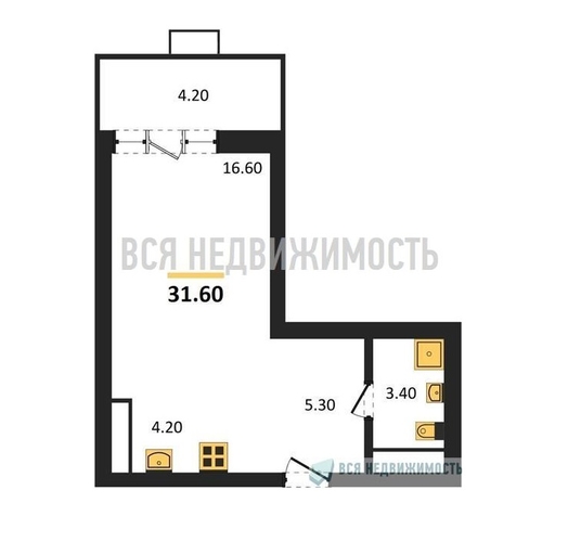 квартира-студия, 31,6кв.м. - изображение 0