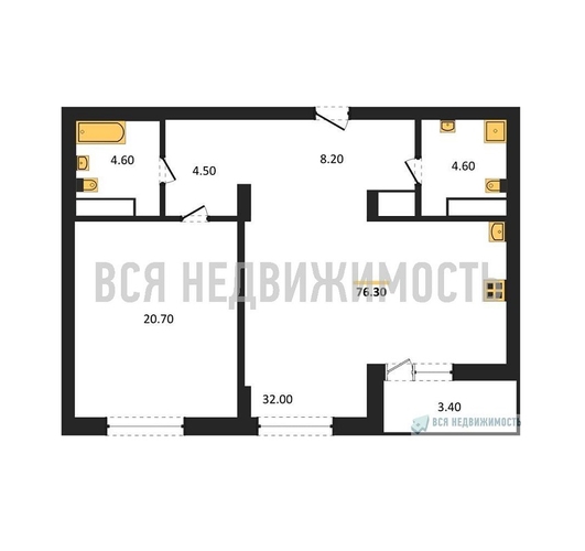 1-комнатная квартира, 76.3кв.м - изображение 0