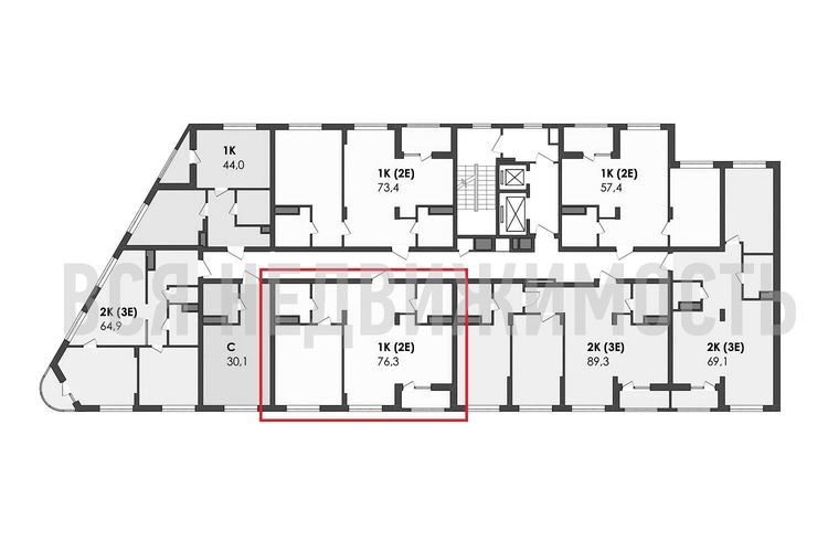 1-комнатная квартира, 76.3кв.м - изображение 1