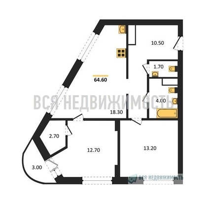 2-комнатная квартира, 64.6кв.м - изображение