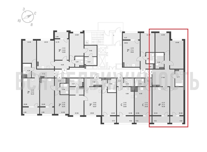 3-комнатная квартира, 95.58кв.м - изображение 1