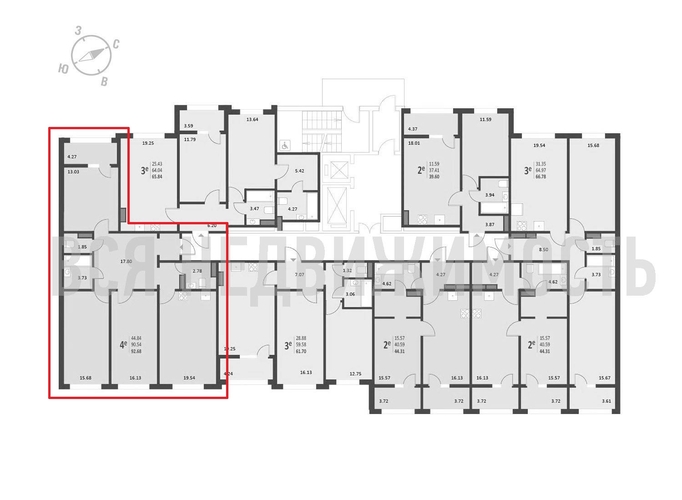 3-комнатная квартира, 92.59кв.м - изображение 1