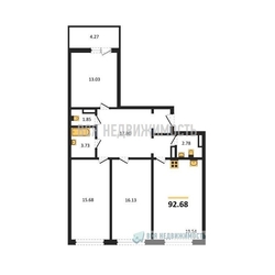 3-комнатная квартира, 92.68кв.м 3-комнатная квартира, 92.68кв.м - изображение 1