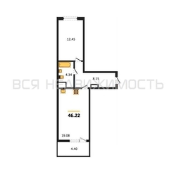 1-комнатная квартира, 46.22кв.м - изображение 1