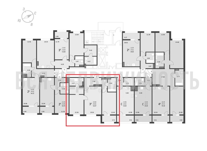 2-комнатная квартира, 66.62кв.м - изображение 1