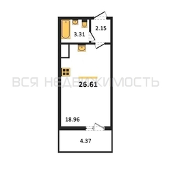 квартира-студия, 26,61кв.м. квартира-студия, 26,61кв.м. - изображение 1