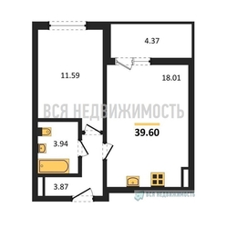 1-комнатная квартира, 39.6кв.м 1-комнатная квартира, 39.6кв.м - изображение 1
