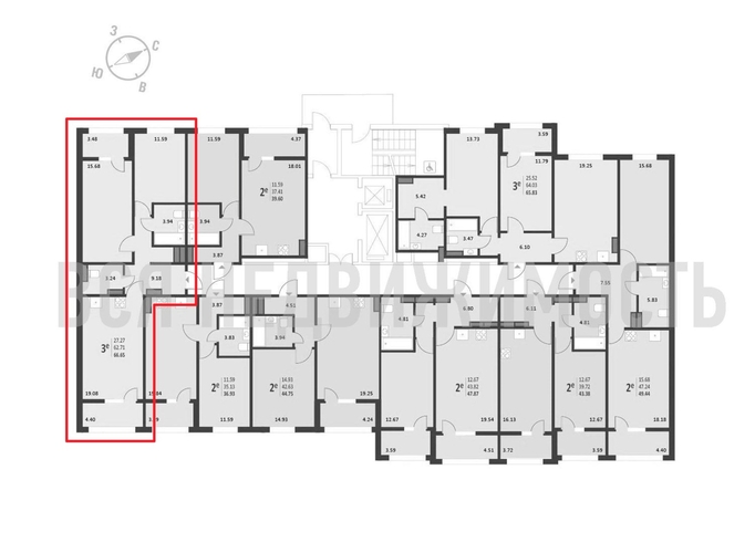 2-комнатная квартира, 66.65кв.м - изображение 1