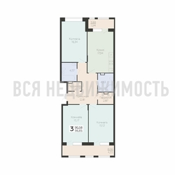 3-комнатная квартира, 96.85кв.м 3-комнатная квартира, 96.85кв.м - изображение 1