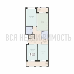 3-комнатная квартира, 96.85кв.м 3-комнатная квартира, 96.85кв.м - изображение 1