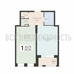 1-комнатная квартира, 45.44кв.м - изображение 1