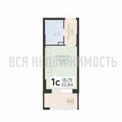 квартира-студия, 20,84кв.м. - изображение 1